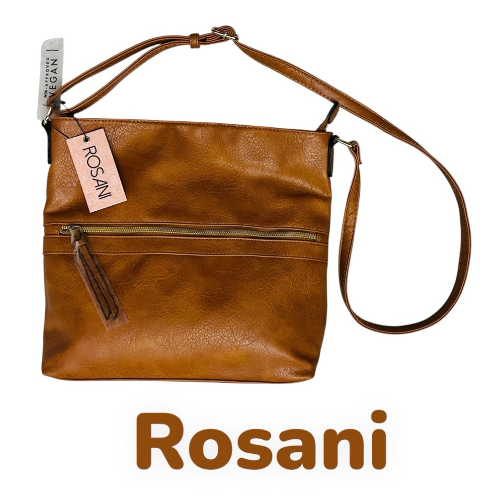 Rosani Purse Camel Adjustable-Crossbody Vegan Lead Free NEE